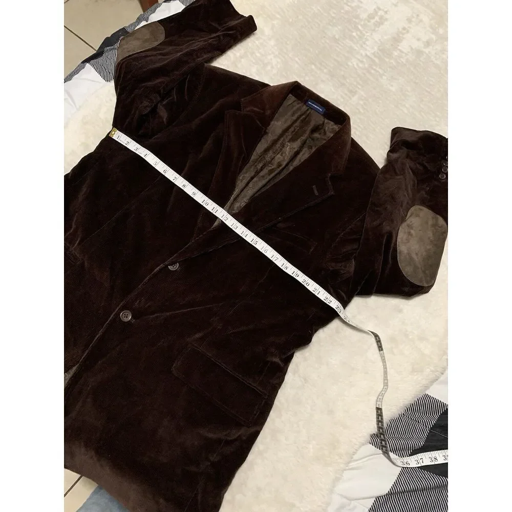 Stafford Corduroy Blazer Jacket Men 46R Brown Button Up Sport Elbow Patch Casual